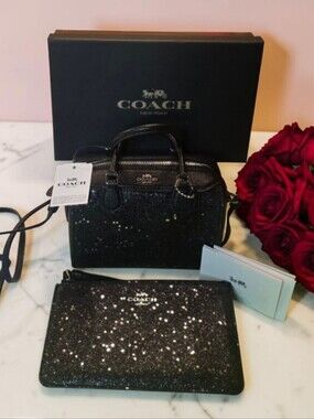 Coach Star Glitter Set Mini Bennett Satchel & Boxed Wristlet Rare Bundle NEW